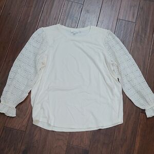 Chico's Cream Blouse with Lace Sleeves size 4 (XXL)